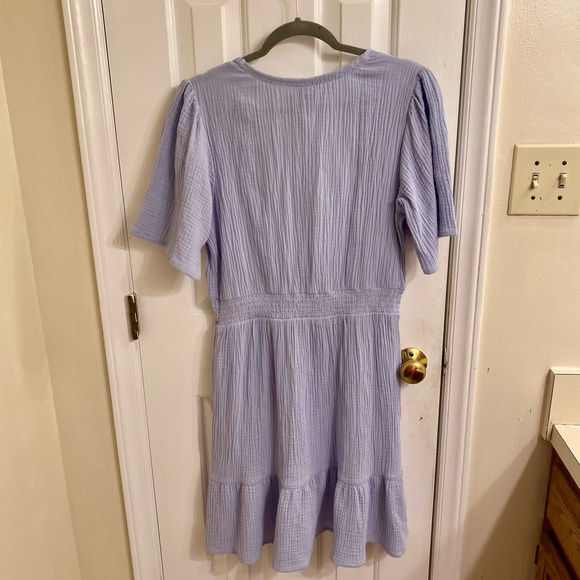 KNOX ROSE V-NECK GAUZE MUSLIN DRESS SIZE SMALL WITH POCKETS BABY POWDER BLUE NWT - Picture 9 of 16